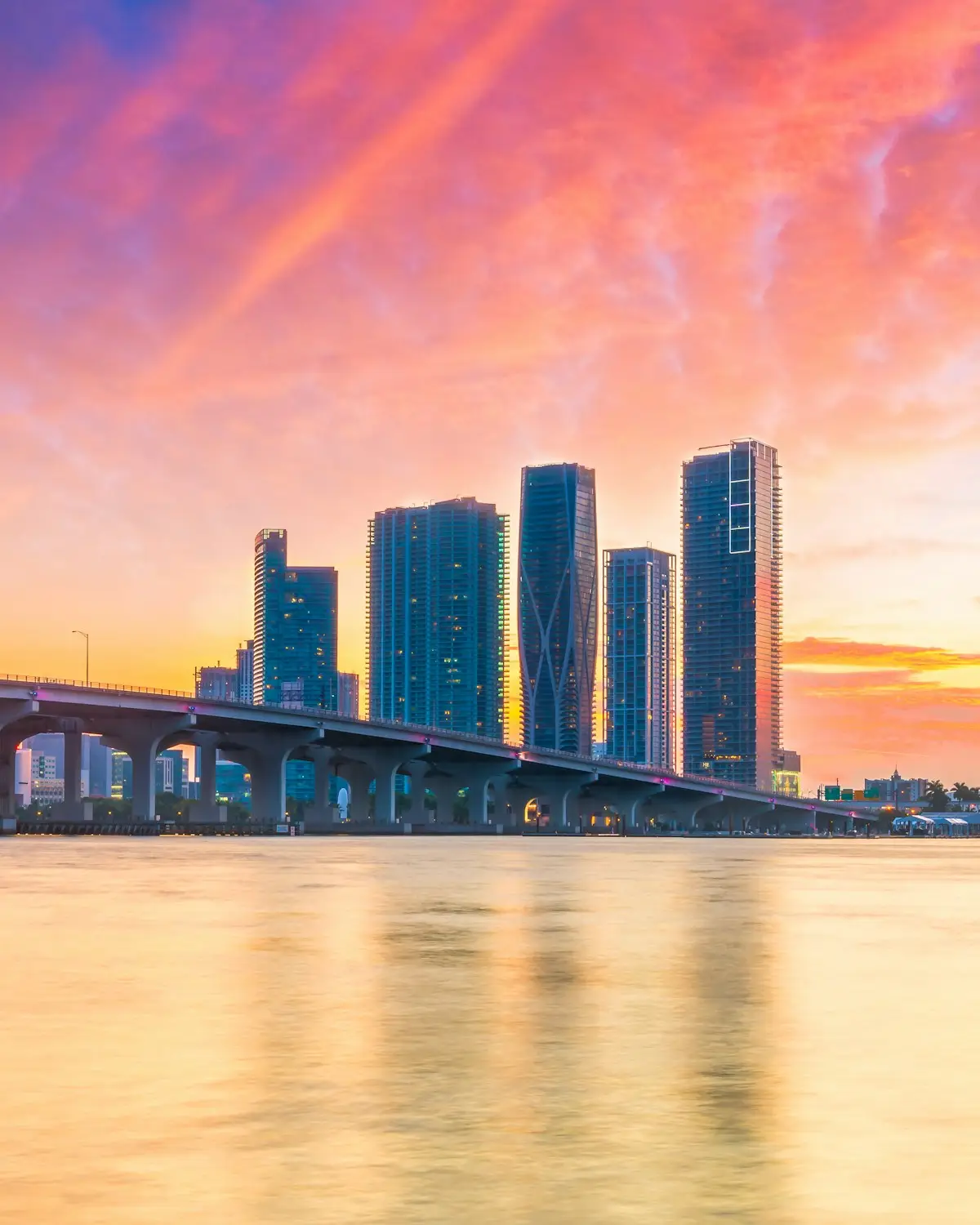 Vista de Miami ao entardecer